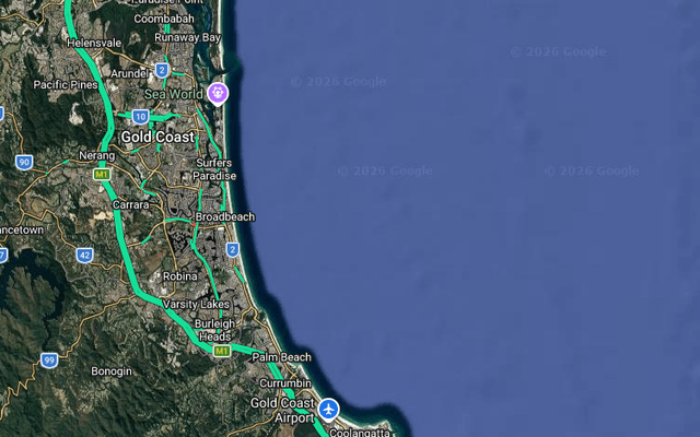 Map of Gold Coast